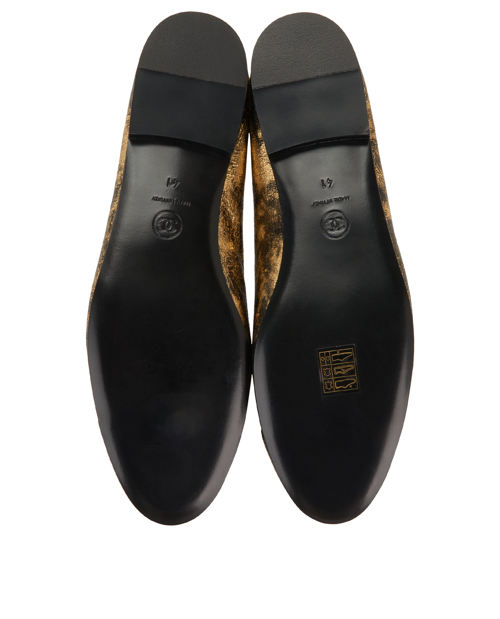 Chanel CC Cap Toe Ballet Flats, &pound;550, Shoes, Black/Gold, Leather, Top view