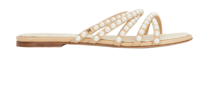 Chanel Pearl Slip on Sandals, front view