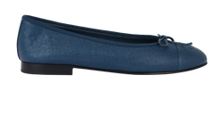 Chanel CC Logo Ballet Flats, Leather, Blue, UK 6, B/DB, 3*