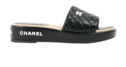 Chanel CC Logo Quilted Sandals, front view