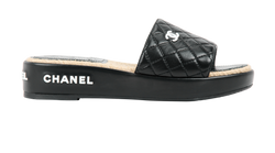 Chanel CC Logo Quilted Sandals - Size Womens 7