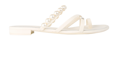 Chanel CC Pearl Detail Sandals, front view