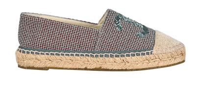 Chanel CC Sequin Espadrilles, &pound;410, Shoes, Green, Fabric, Front view