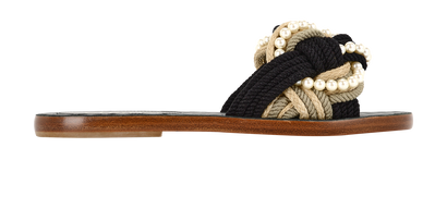 Chanel Pearl Rope Slides, front view