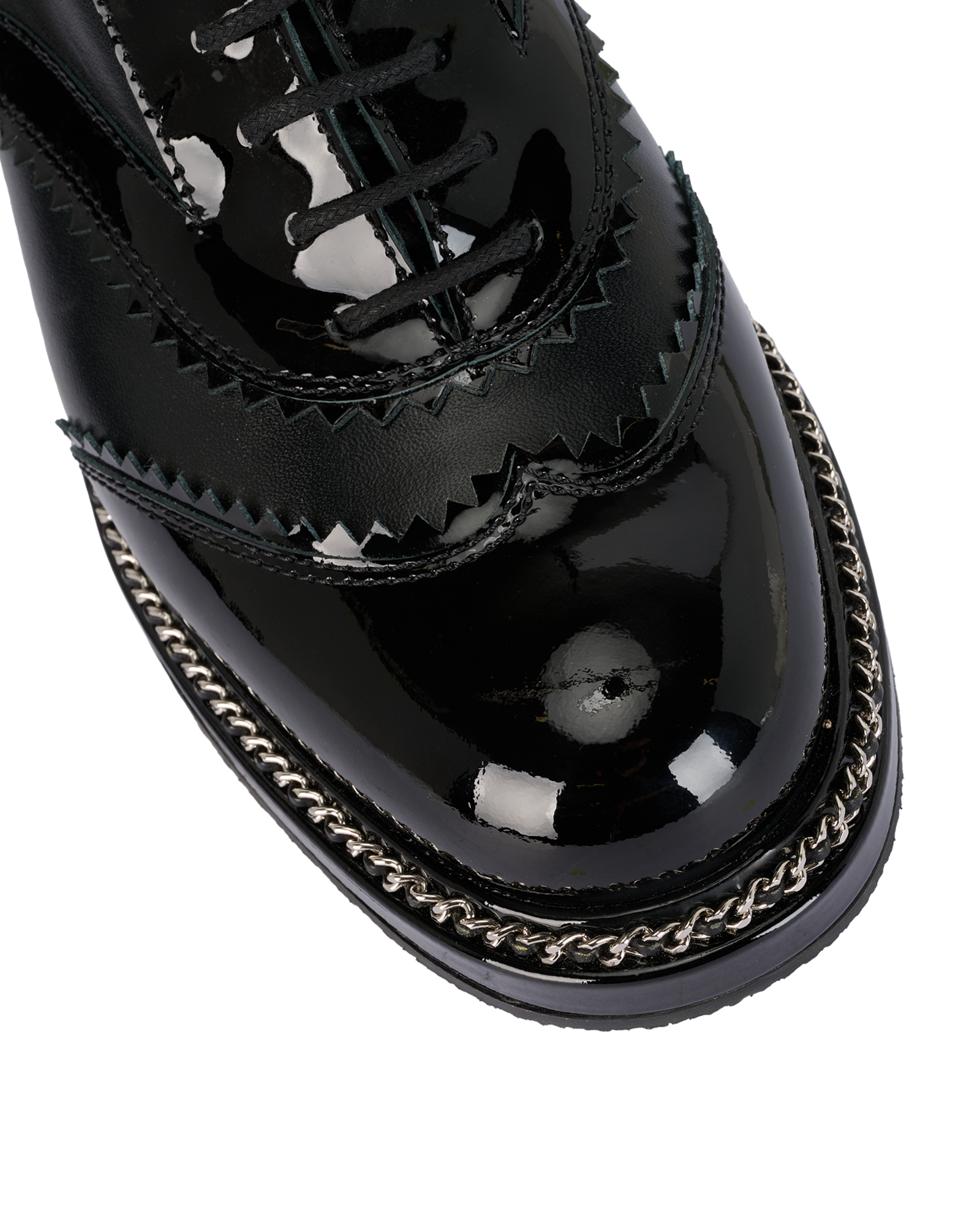 Chanel Oxford Lace Up Brogues, &pound;520, Shoes, Black, Patent Leather, Other view