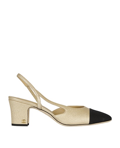 Chanel Distressed Cap Toe Slingbacks, front view