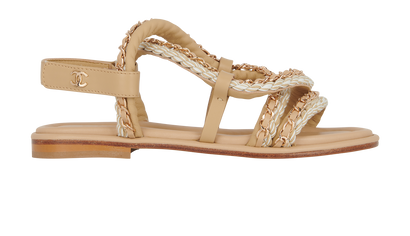Chanel Intertwined Leather Chain And Rope Sandals, front view