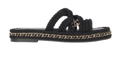 Chanel Rope Sandals, Lambskin, Black, B/DB, UK3, 3*