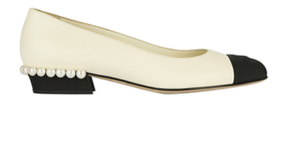 Chanel CC Pearl Ballerina Flats, front view