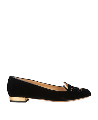 Charlotte Olympia Kitty Embroidered Flats, front view