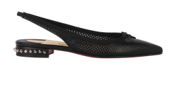 Christian Louboutin Hall Sling Flats, Leather, Black, UK4, DB/B, 2*