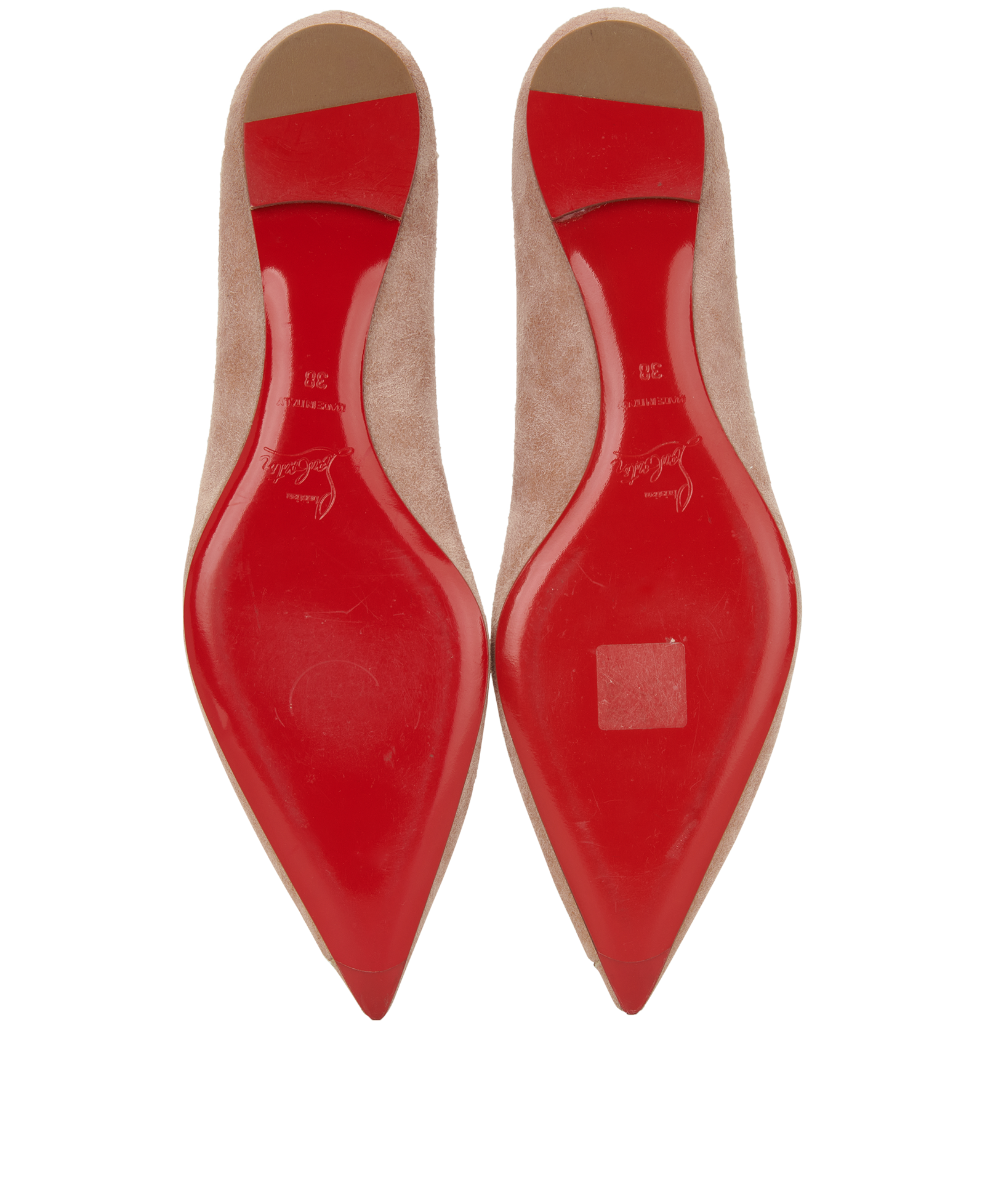 Christian Louboutin Crystals Logo Flats, &pound;295, Shoes, Pink, Suede, Top view