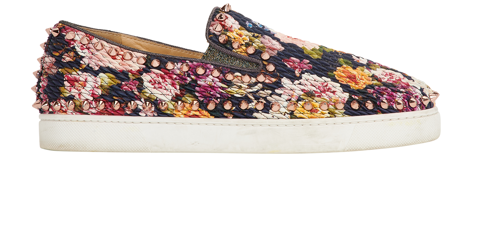 Christian Louboutin Floral Studded Slip On, Flats - Designer