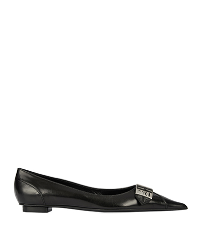 Dior Buckle Pointed Toe Flats, &pound;155, Clothing, Black, Leather, Front view