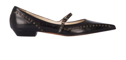 Christian Dior Black Flat Mary Jane, front view