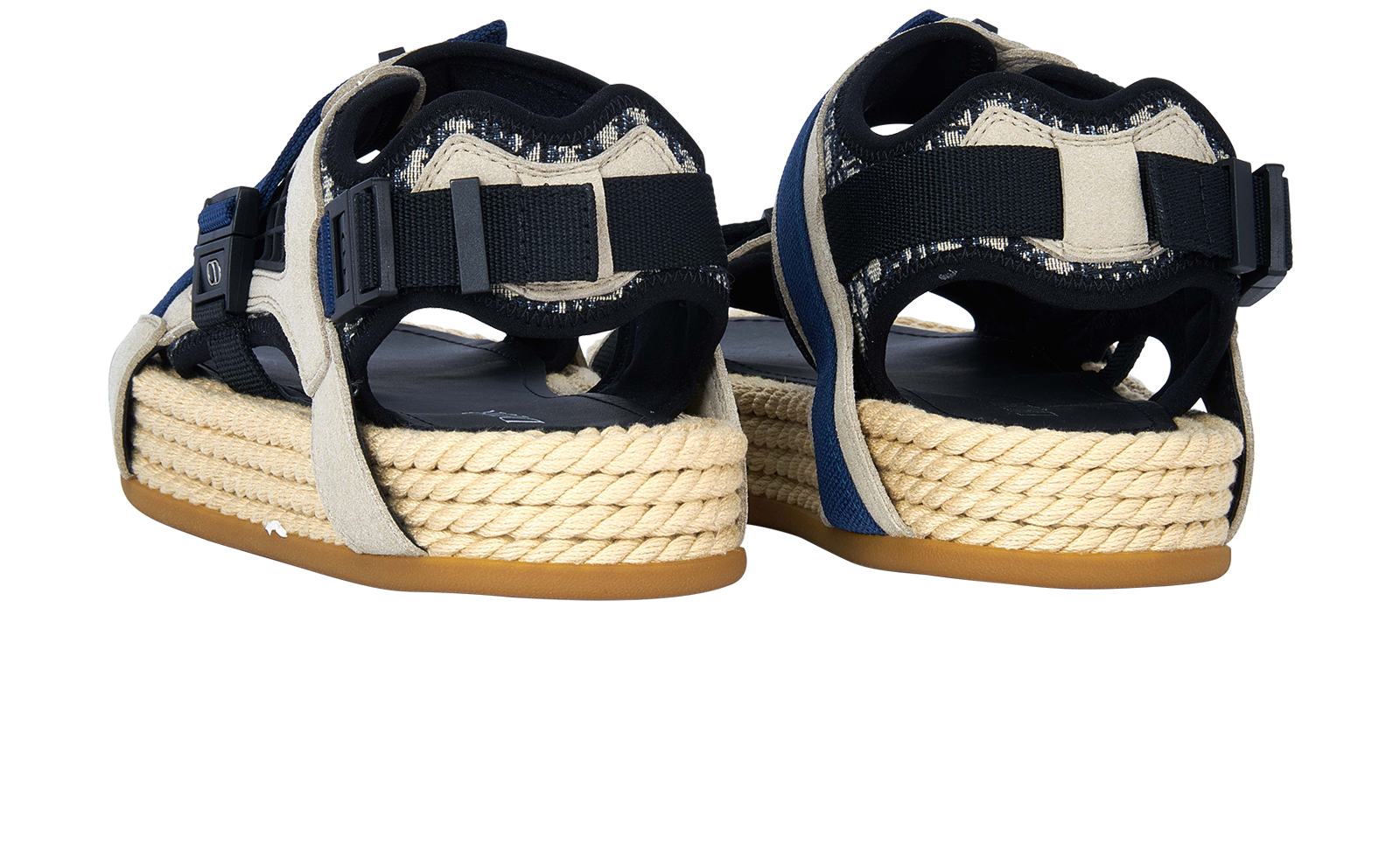 Christian Dior Atlas Sandals, &pound;450, Shoes, Beige/Blue, Fabric/Raffia/Suede, Back view
