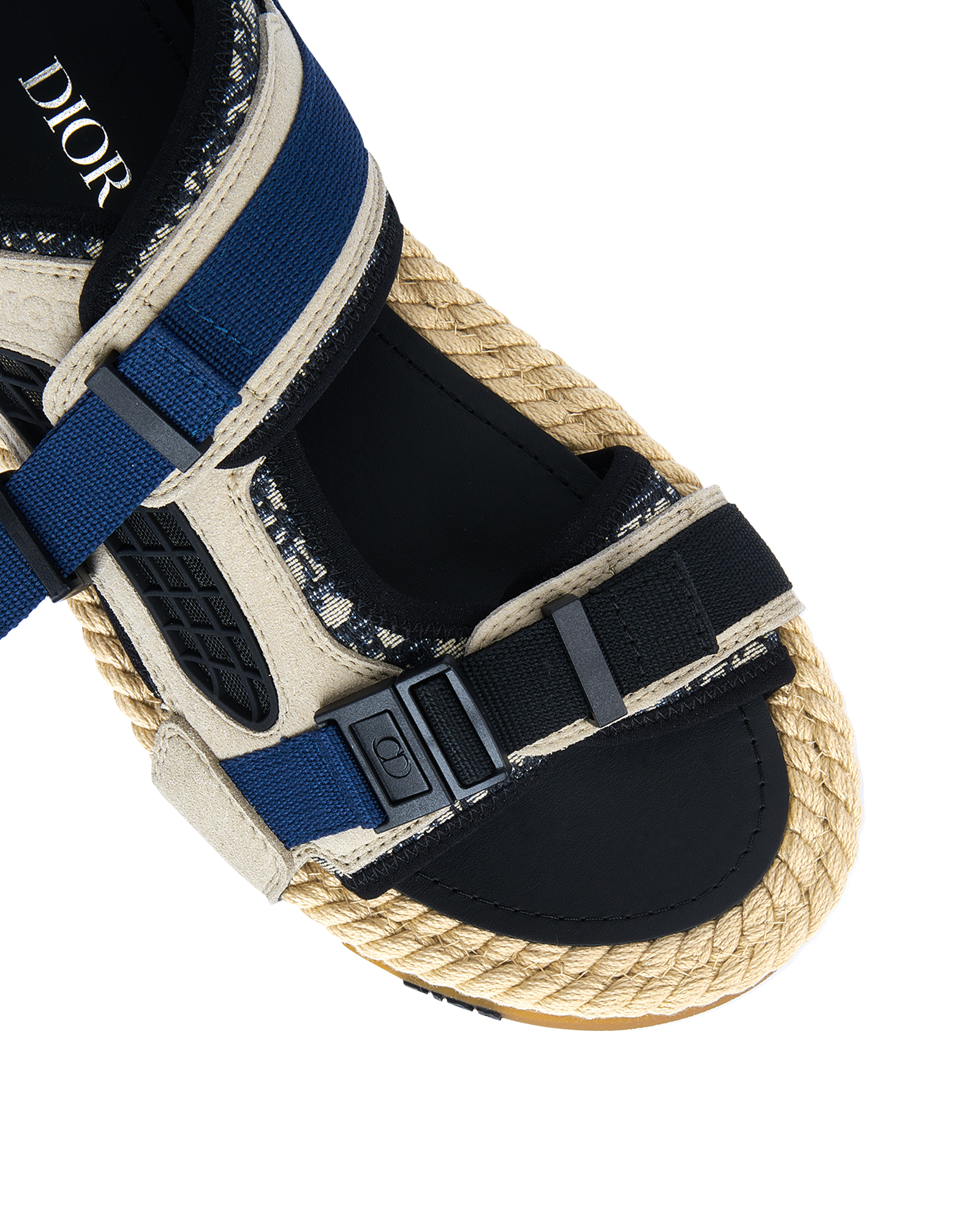 Christian Dior Atlas Sandals, &pound;450, Shoes, Beige/Blue, Fabric/Raffia/Suede, Other view