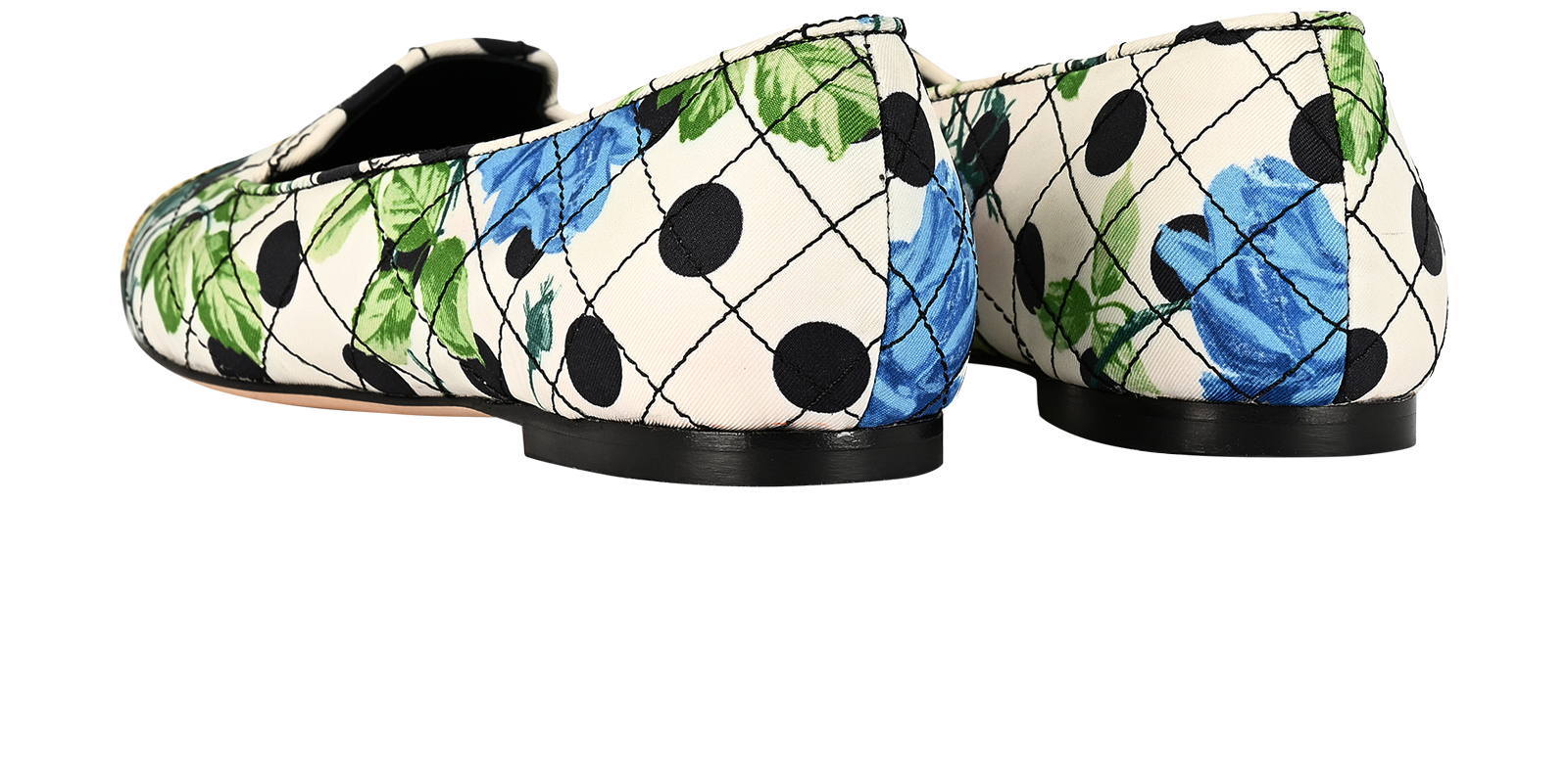 Dolce & Gabbana Floral Quilted Ballerinas, &pound;250, Shoes, White/Yellow, Fabric, Back view