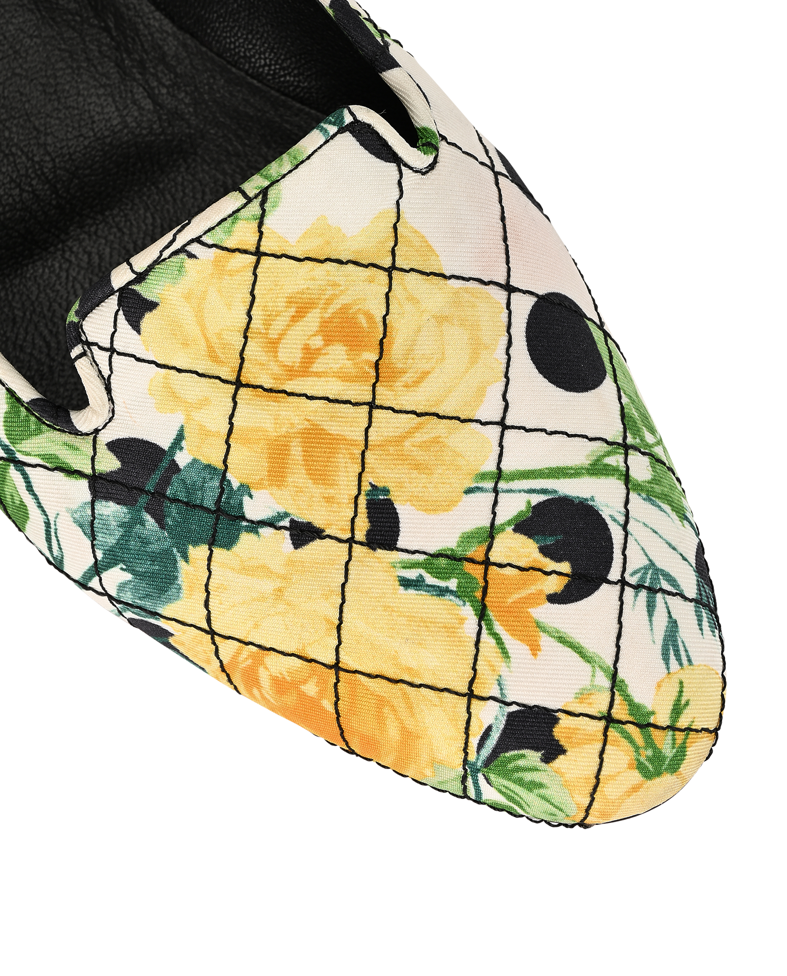 Dolce & Gabbana Floral Quilted Ballerinas, &pound;250, Shoes, White/Yellow, Fabric, Other view