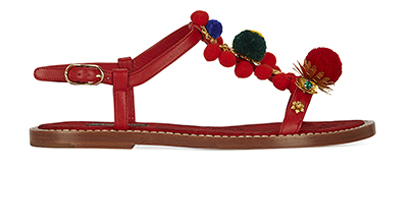 Dolce and Gabbana Pom Pom Embellished Sandals, front view