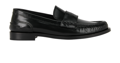 Fendi Logo Embossed Loafers, £350, Shoes, Black, Leather, Front view