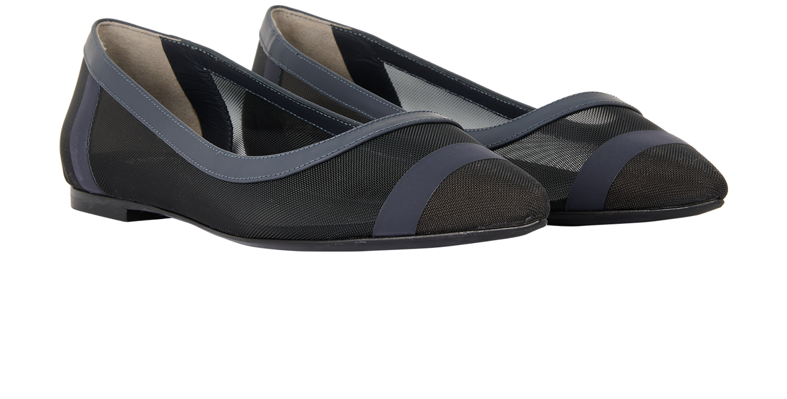 Fendi Point Ballet Flats, &pound;250, Shoes, Navy, Mesh, Side view
