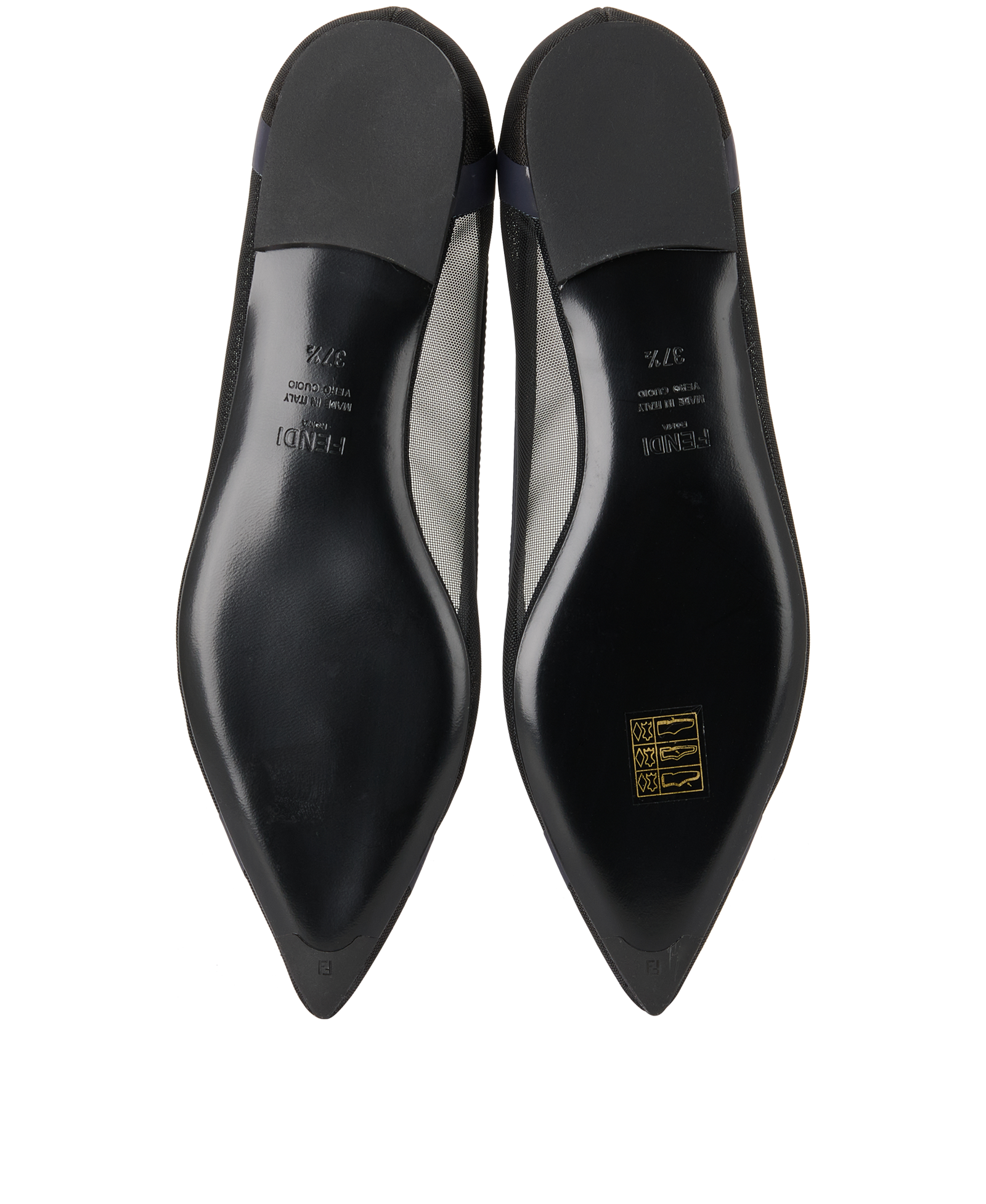 Fendi Point Ballet Flats, &pound;250, Shoes, Navy, Mesh, Top view
