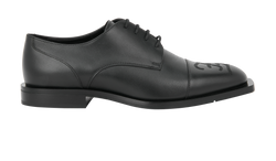 Fendi FF Calligraphy Derby Shoes, Mens, Leather, Black, Sz6, B/DB, 3*