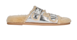 Fendi Feel Slides, Shearling/Leather, Silver, UK5, B/DB, 3*