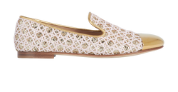 Giuseppe Zanotti Glittery Mocassin, Leather, Gold, UK3, 3*