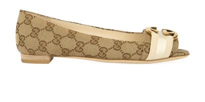 Gucci GG Monogram Peep Toe Flats, front view