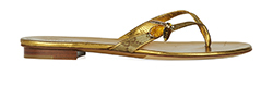 Gucci Monogram Bee Embellished Sandals, leather/canvas, gold, 5, 2*, DB