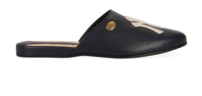 Gucci NY Logo Flat Mules, front view