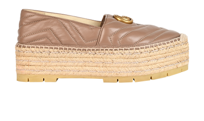 Gucci Marmont Platform Espadrilles, &pound;250, Shoes, Beige, Leather/Raffia, Front view