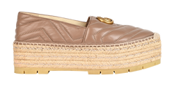 Gucci Marmont Platform Espadrilles, Leather/Raffia, Beige, UK6, 2*