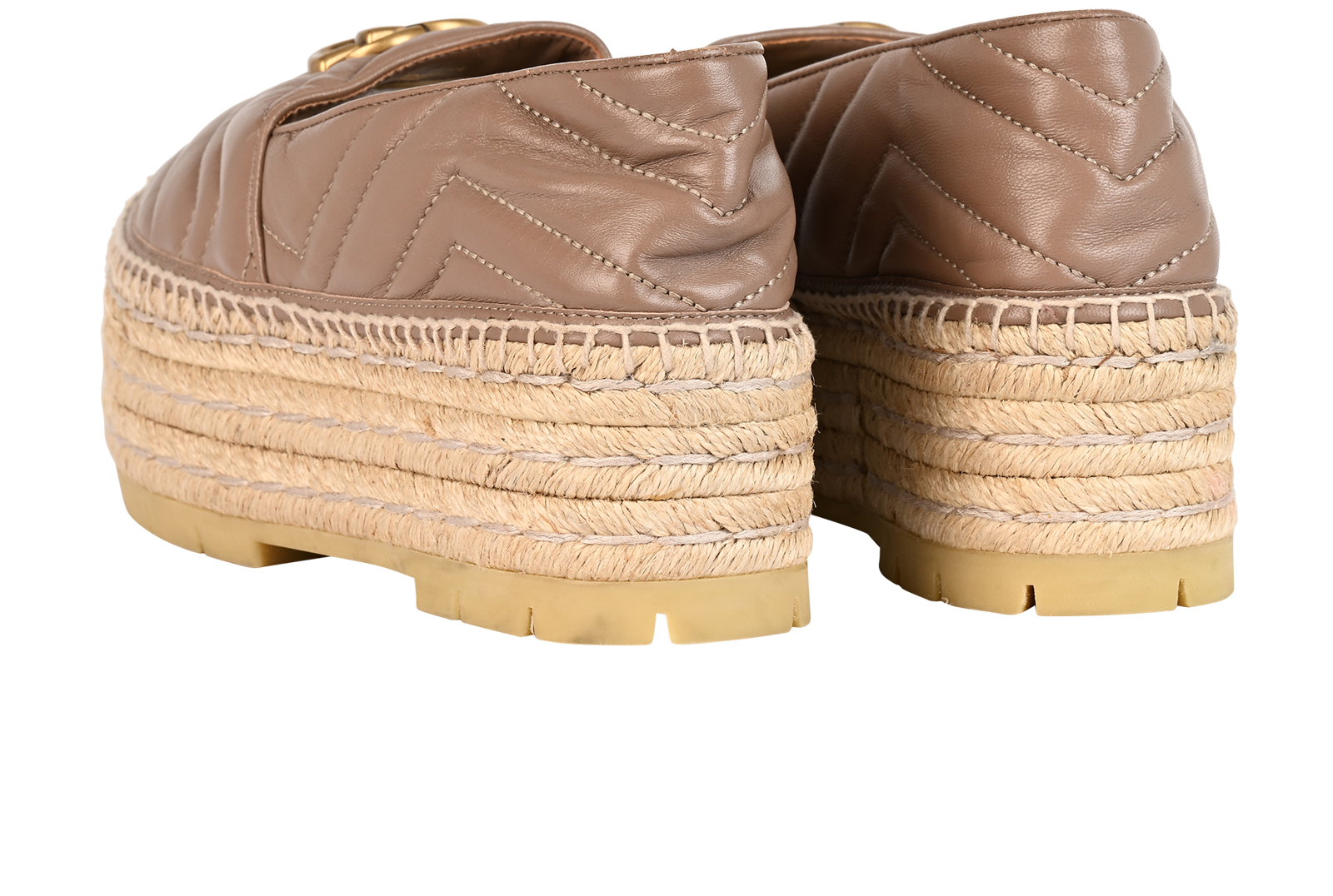Gucci Marmont Platform Espadrilles, &pound;250, Shoes, Beige, Leather/Raffia, Back view