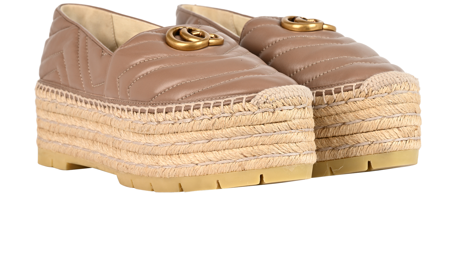 Gucci Marmont Platform Espadrilles, &pound;250, Shoes, Beige, Leather/Raffia, Side view