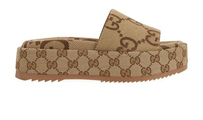 Gucci Macro Supreme Platform Slides, front view