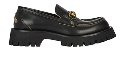 Gucci Horsebit Loafers, &pound;660, Shoes, Black/Gold, Leather, Front view