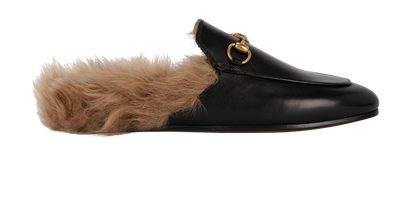 Gucci Princetown Mules, &pound;395, Shoes, Black, Faux Fur/Leather, Front view