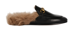 Gucci Princetown Mules, Leather/Faux Fur, Black, UK3, DB/B, 4*