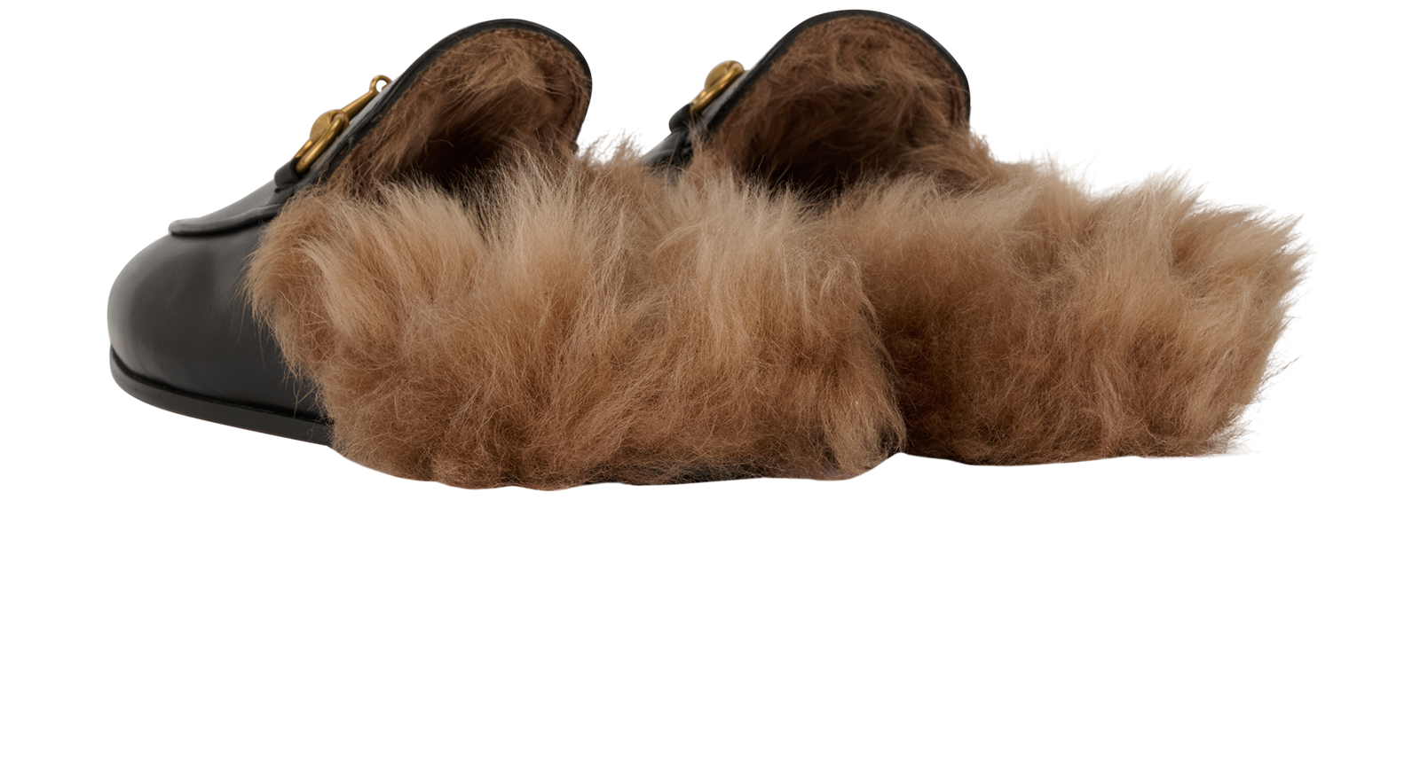 Gucci Princetown Mules, &pound;395, Shoes, Black, Faux Fur/Leather, Back view
