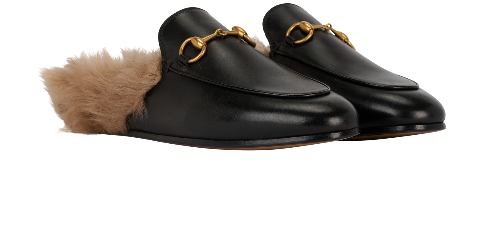 Gucci Princetown Mules, &pound;395, Shoes, Black, Faux Fur/Leather, Side view