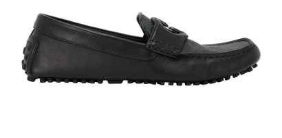 Gucci Interlocking G Driver Loafers, &pound;350, Shoes, Black, Canvas, Front view