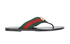 Gucci Kika Thong Sandal, £230, Shoes, Black/Green/Red, Leather, Front view