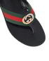 Gucci Kika Thong Sandal, £230, Shoes, Black/Green/Red, Leather, Other view