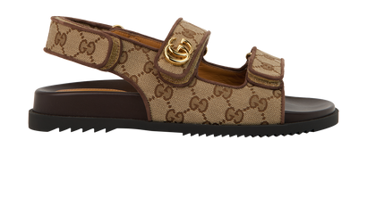 Gucci Double G Sandals, &pound;350, Shoes, Brown, Canvas, Front view