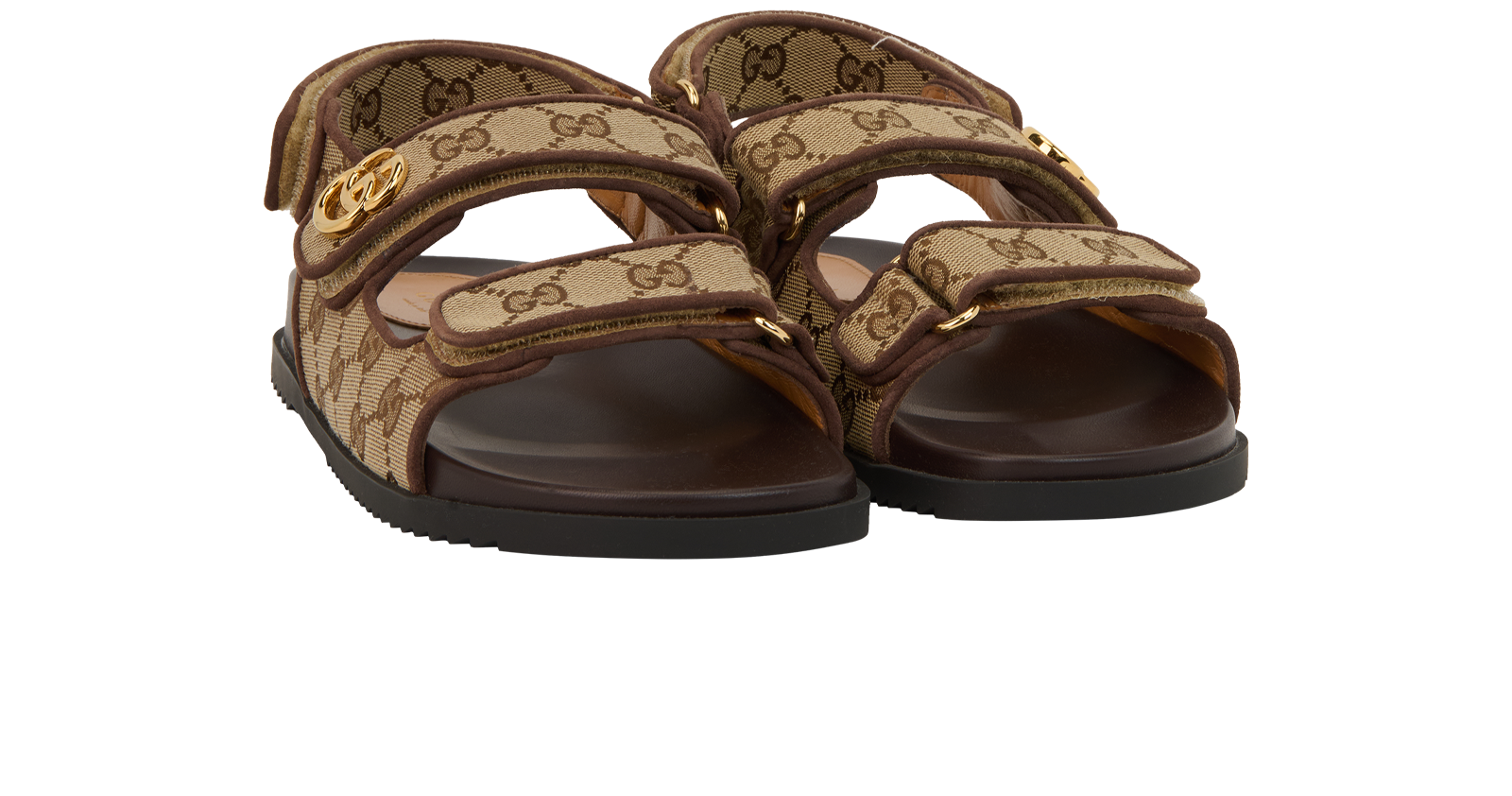 Gucci Double G Sandals, &pound;350, Shoes, Brown, Canvas, Side view