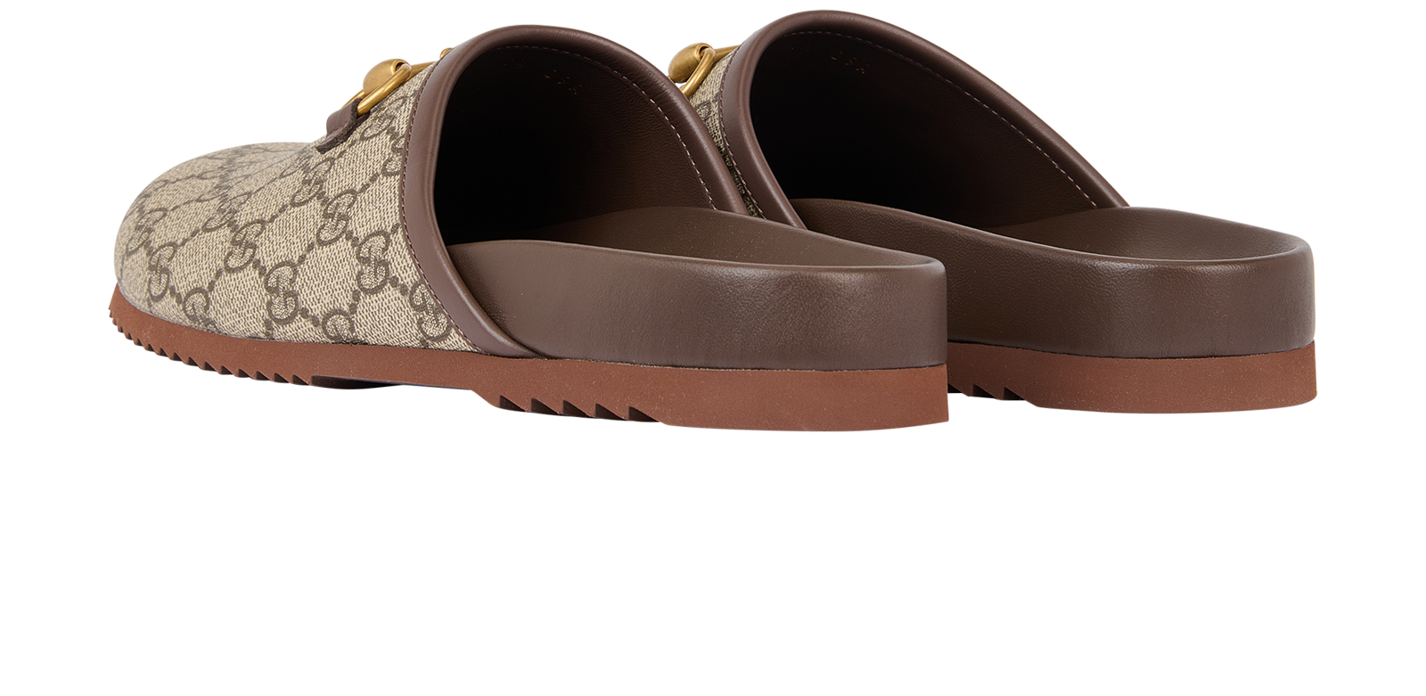 Gucci Horsebit Mules, &pound;350, Shoes, Brown, Canvas/Leather, Back view