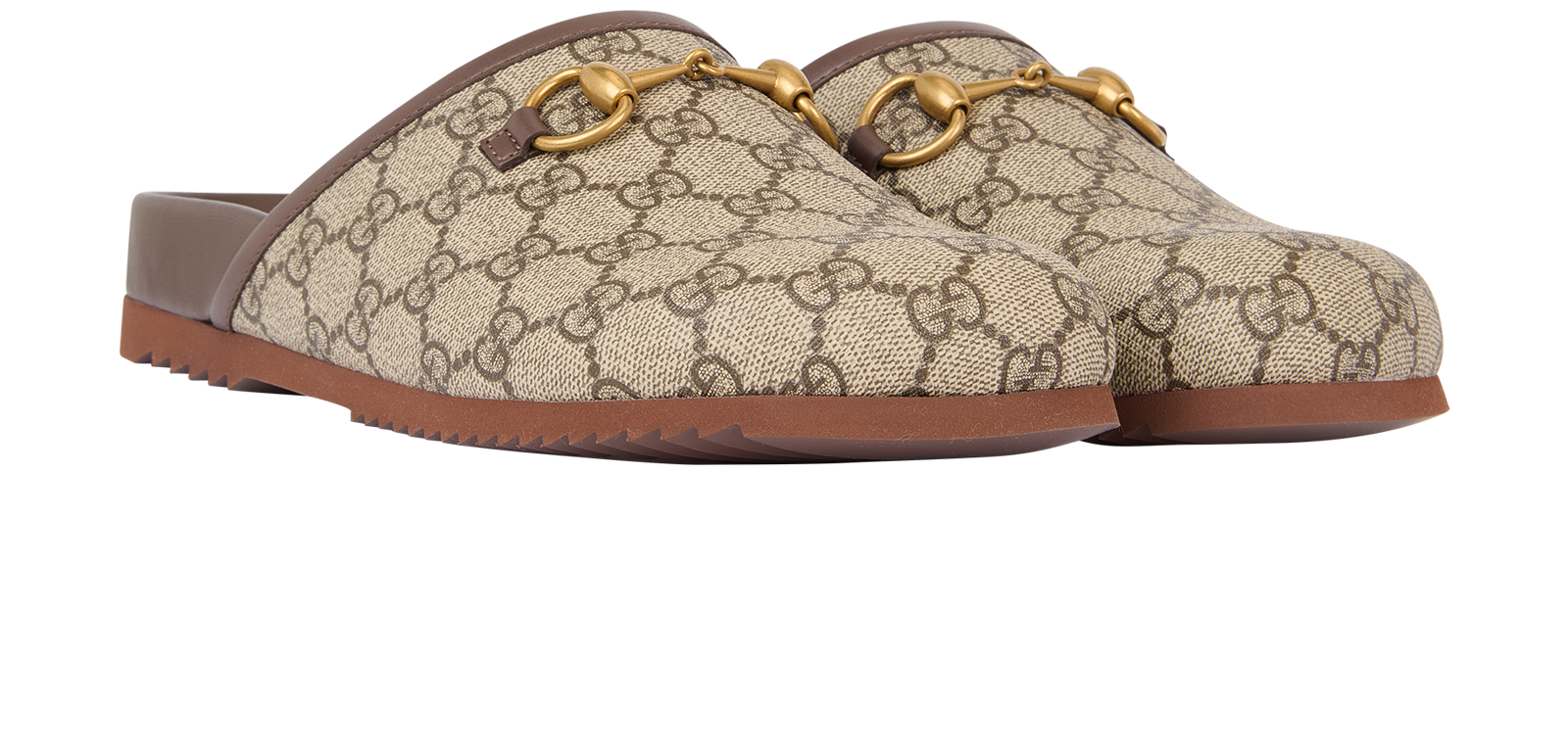 Gucci Horsebit Mules, &pound;350, Shoes, Brown, Canvas/Leather, Side view